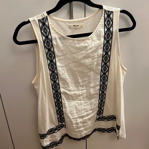 Madewell Linen-Front Embroidery Tank